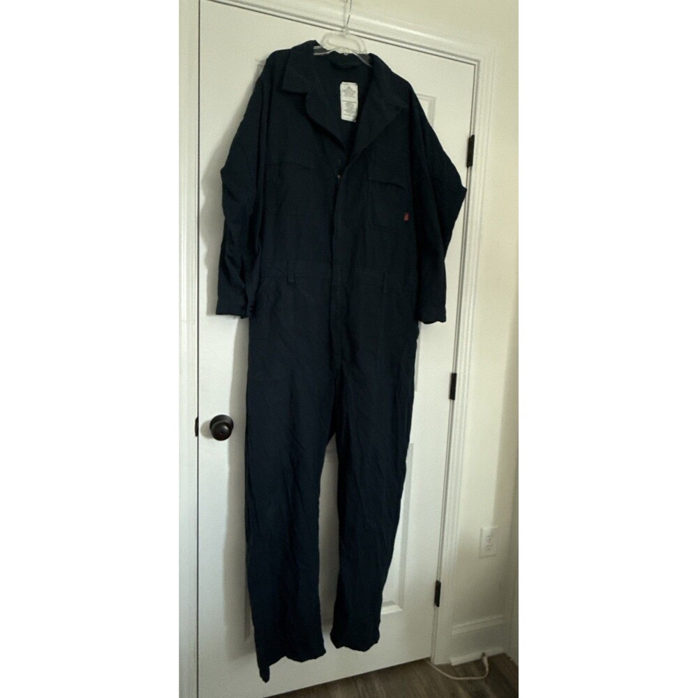 US Navy Utility Coverall Mens 52L Blue Flame Resistant Full Zip FLAW